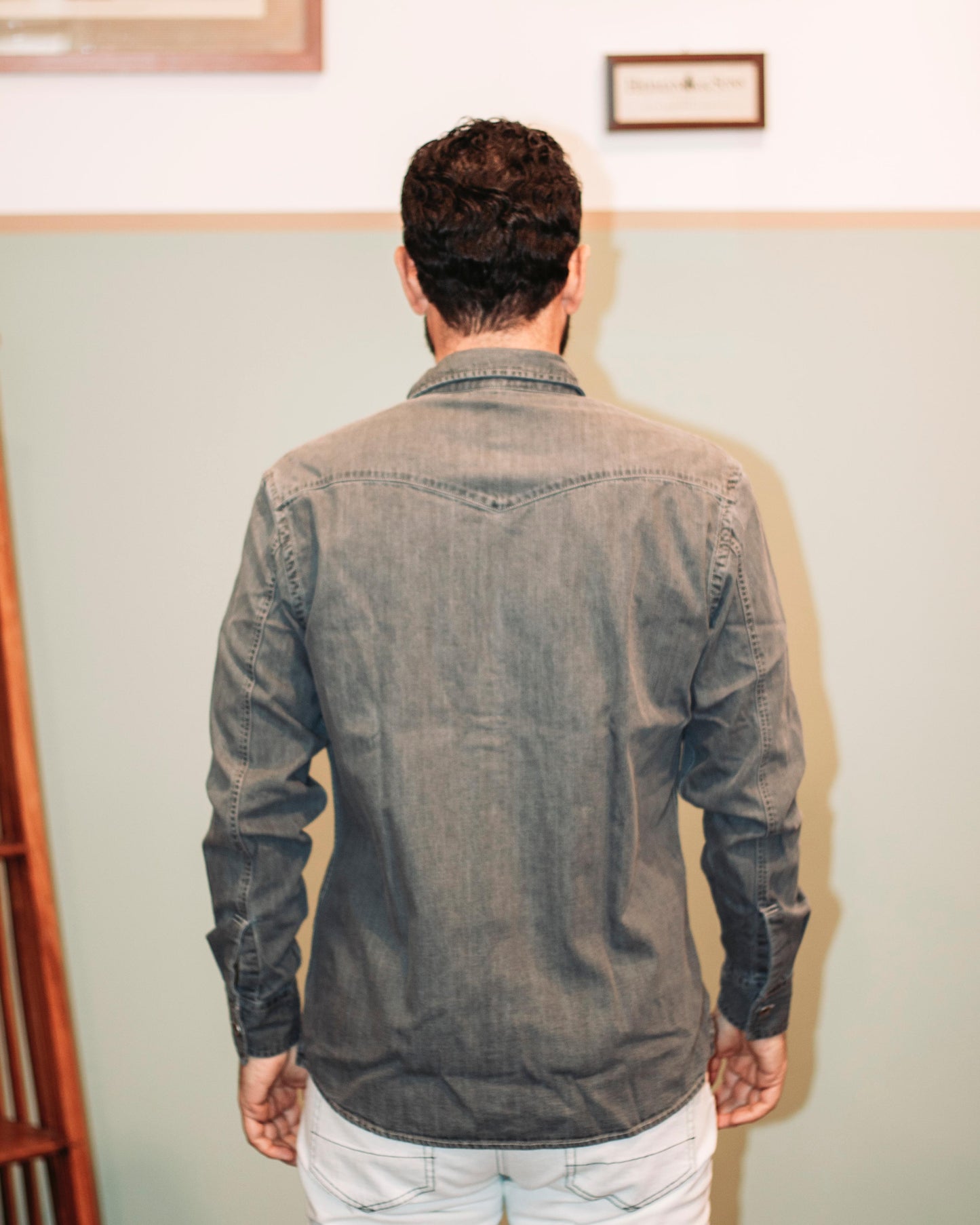 Camicia texana in denim grigio chiaro