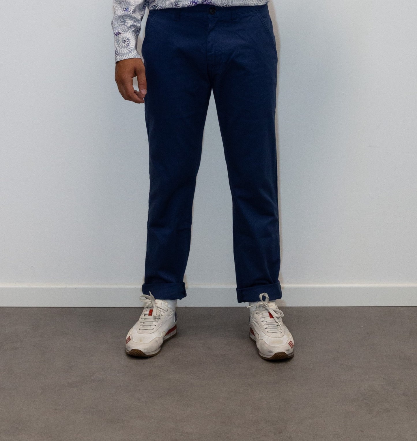 Blue stretch cotton trousers