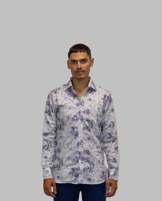 Camicia a maniche lunghe in fantasia