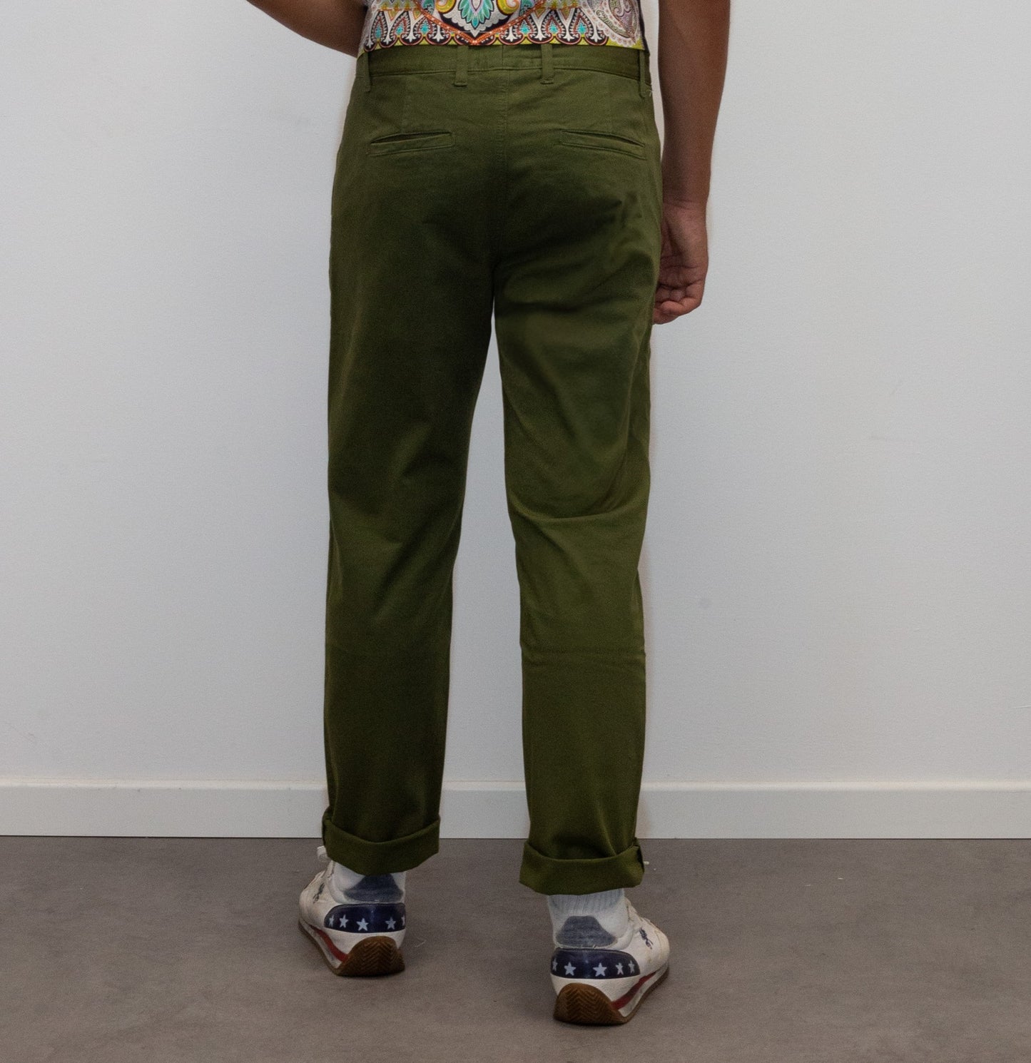 Pantalone verde militare in cotone stretch
