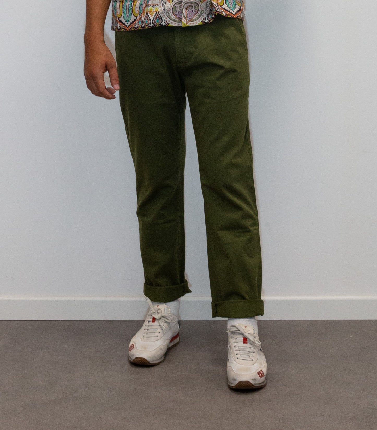 Pantalone verde militare in cotone stretch