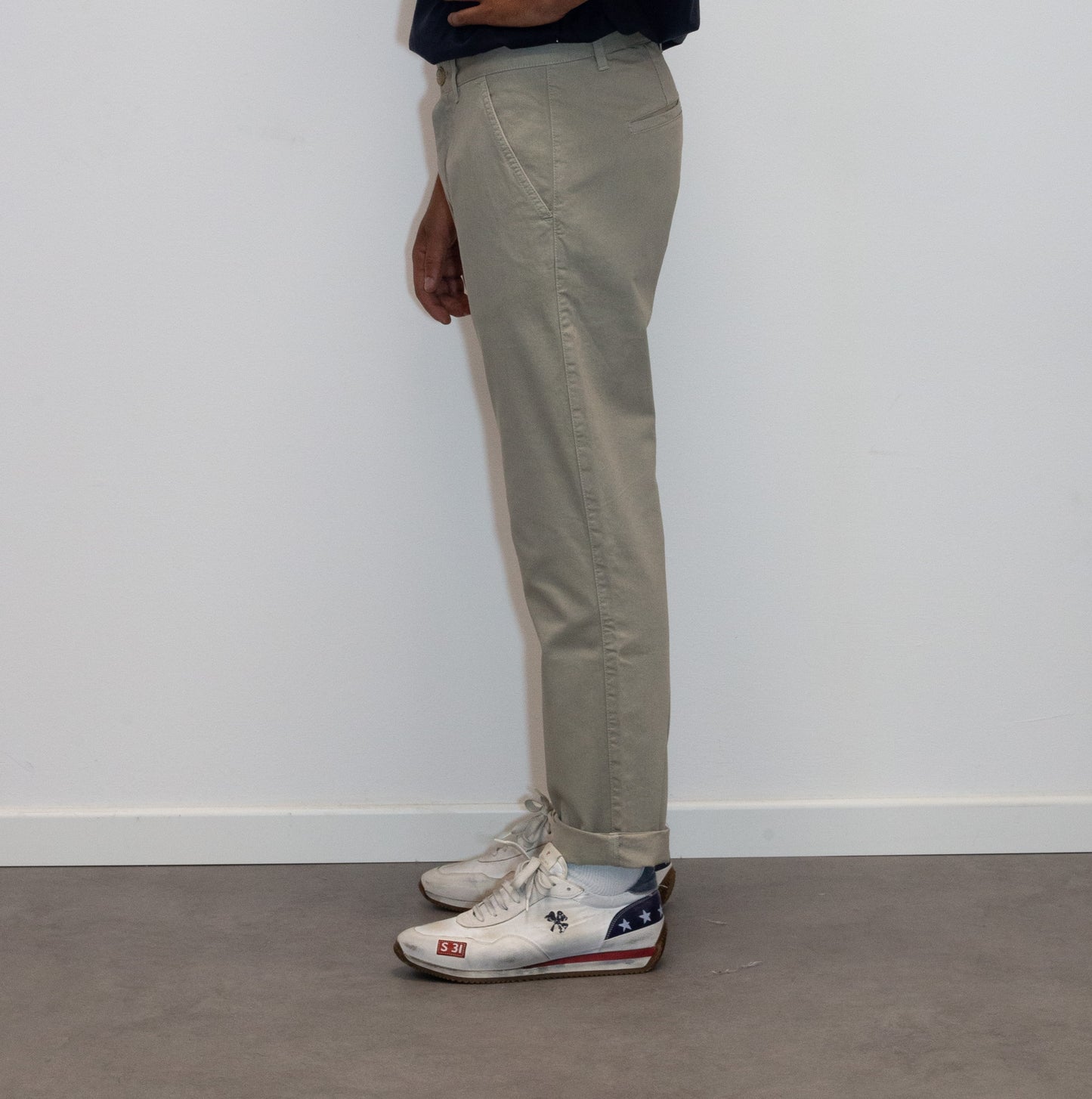 Pantalone beige in cotone stretch