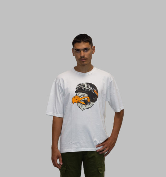 T-shirt a maniche corte bianca con stampa