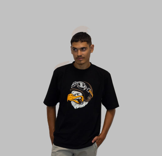T-shirt a maniche corte nera con stampa