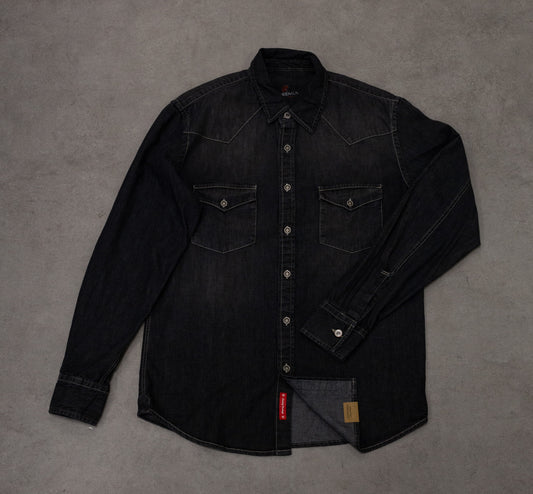 Camicia texana in denim nero