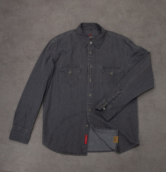Camicia texana in denim grigio chiaro