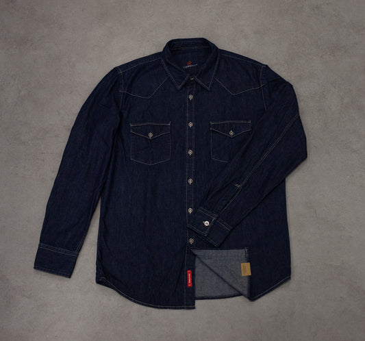Camicia texana in denim blu scuro