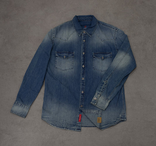 Camicia texana in denim blu chiaro
